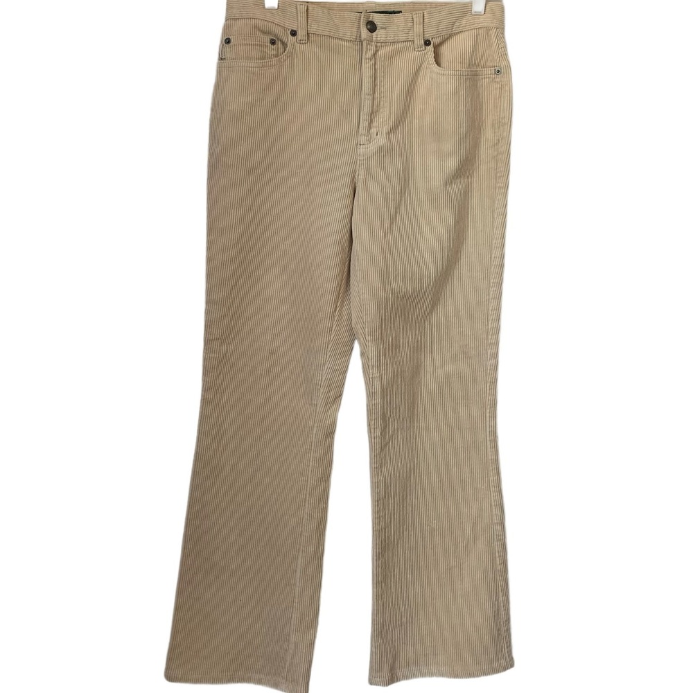 Lauren‎ Ralph Lauren Corduroy Pants Womens 10 Tan Flare Stretch Trousers